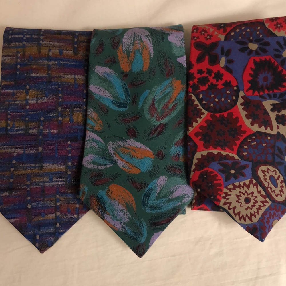 Three (3) Missoni Cravatte 100% Silk Handmade in Spain Orange Label Ties